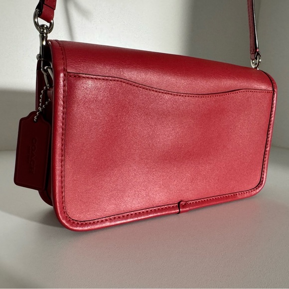 COACH Red Penny Smooth Glove Calf Leather Shoulder Crossbody Bag - Picture 7 of 14
